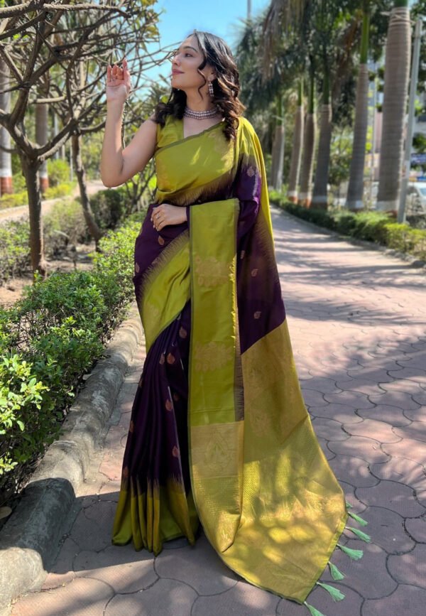 Deserving Purple Soft Silk Saree With Ailurophile Blouse Piece