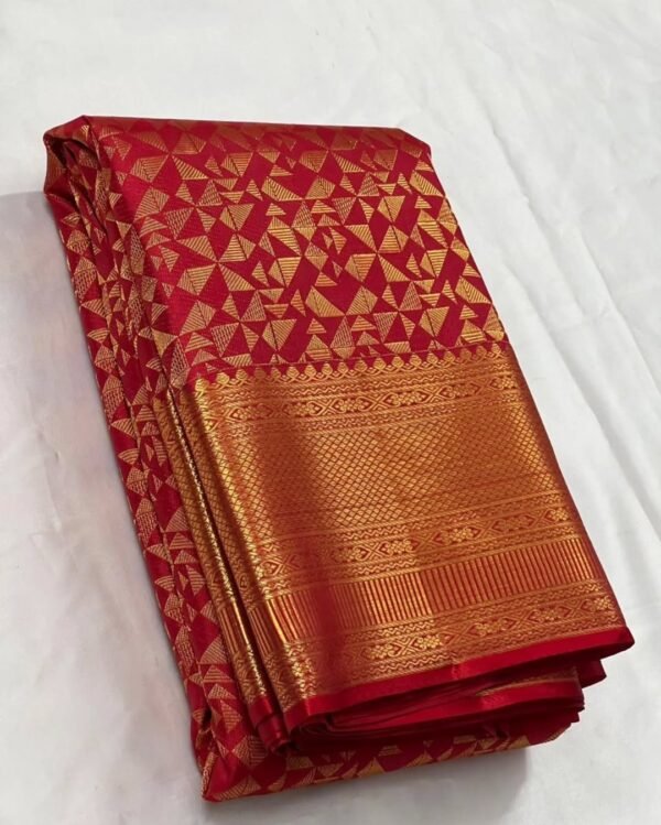Delectable Red Soft Banarasi Silk Saree With Girlish Blouse Piece