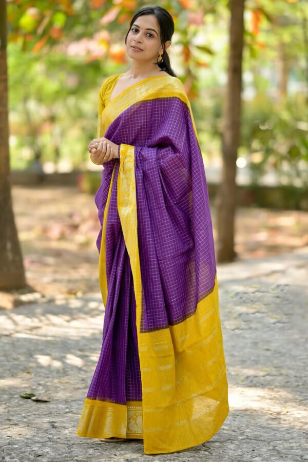 Trendy Purple Soft Silk Saree With Adorning Blouse Piece