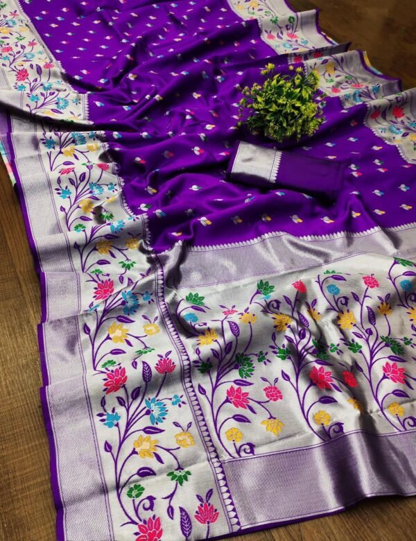 Beautiful Purple Paithani Silk Saree With Mesmerising Blouse Piece
