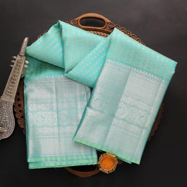 Winsome Firozi Soft Silk Saree With Dalliance Blouse Piece
