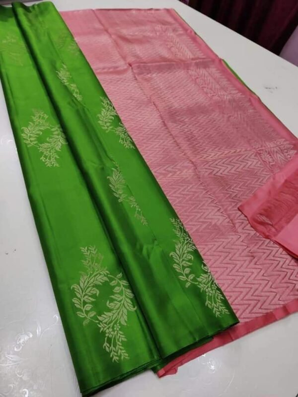 Aplomb Mehndi Soft Silk Saree With Glowing Blouse Piece