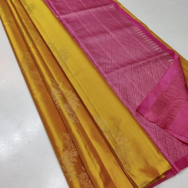 Enamoring Mustard Soft Silk Saree With Wonderful Blouse Piece