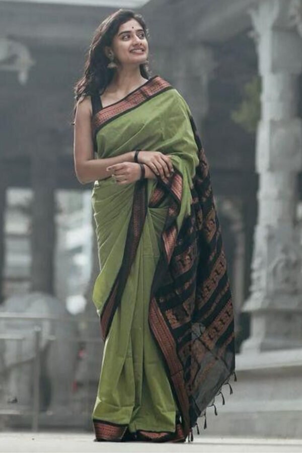 Vestigial Pista Soft Silk Saree With Ravishing Blouse Piece