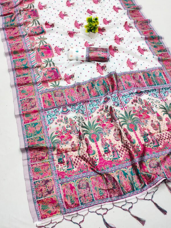 Phenomenal Off White Pashmina Saree With Scrumptious Blouse Piece