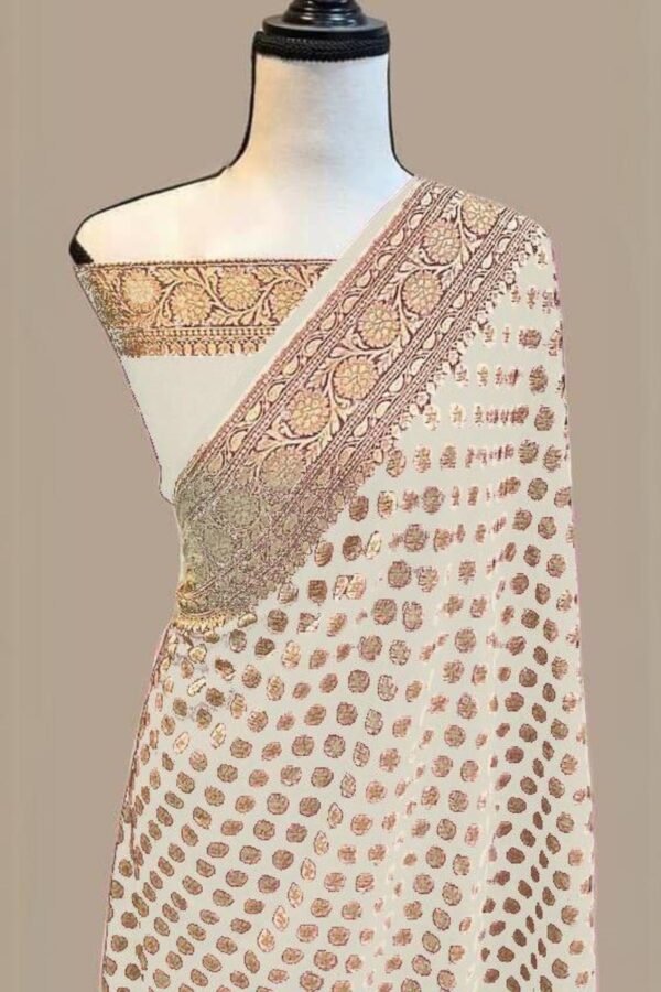 Panoply Beige Soft Banarasi Silk Saree With Elegant Blouse Piece