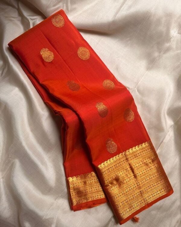 Exceptional Orange Soft Silk Saree With Blooming Blouse Piece