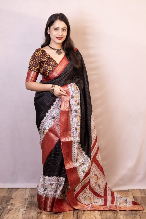 Phenomenal Black Digital Printed Dola Silk Saree With Capricious Blouse Piece