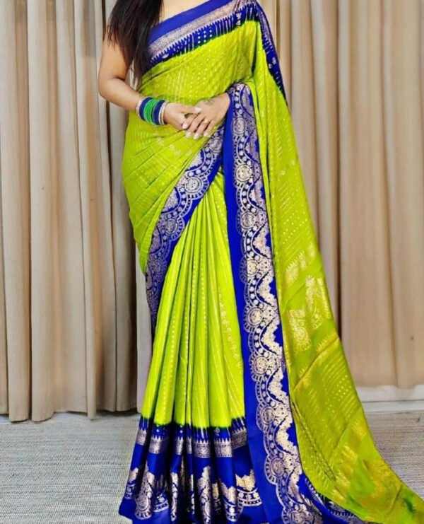 Prodigal Mehndi Digital Printed Chiffon Saree With Sonorous Blouse Piece
