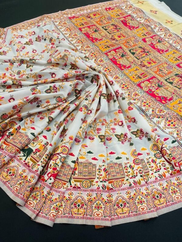 Sophisticated Off White Pashmina Saree With Luxuriant Blouse Piece